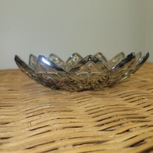 Vintage Federal‎ Glass Smoke Carnival Glass Sunflower Trinket Dish 5.5 in.